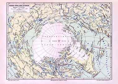 Poster North Polar Region | Vintage Map North Pole