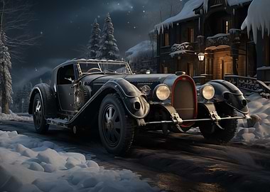 Vintage Bugatti in Winter
