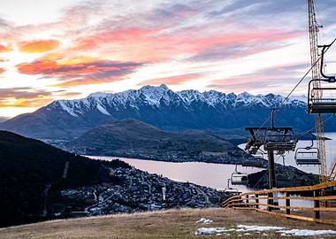 Mountain Sunrise with Ski Lift