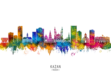 Kazan Skyline Watercolor