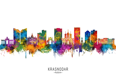 Krasnodar Skyline Watercolor