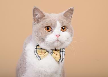 British short hair Cat in Bow Tie