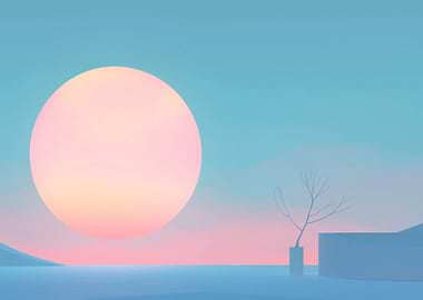 Minimalist Sunset Landscape