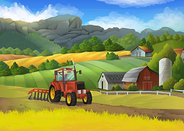 Farm Tractor Landscape