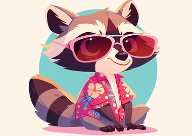 Raccoon in Hawaiian Shirt