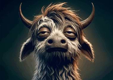 Sleepy Bull with Horns