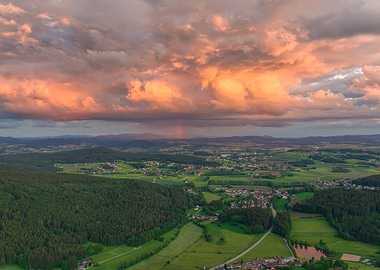 Sunset Over Rural Landscape