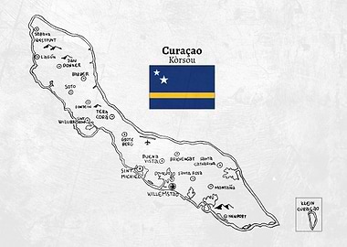 Handdrawn Map of Curaçao