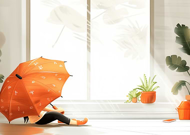 Girl with Orange Umbrella