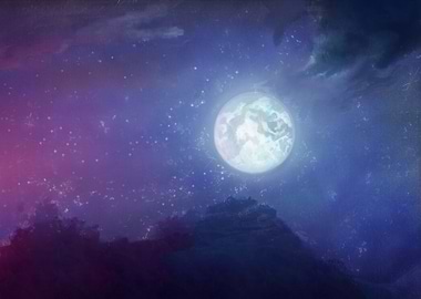 Selene Full Moon in the Night Sky