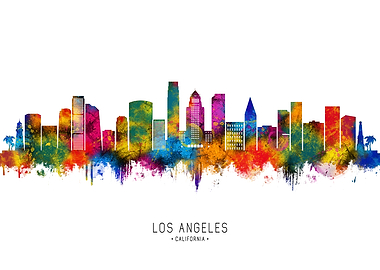 Los Angeles Skyline Watercolor