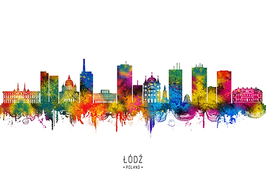 Łódź Skyline Watercolor