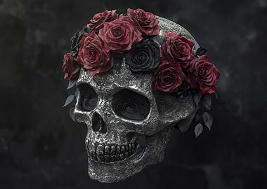 Skull with Rose Wreath