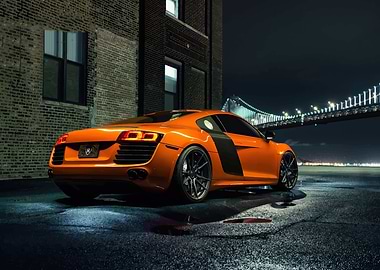 Orange Audi R8 Night Shot