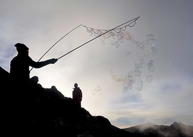 Silhouettes and Bubbles on top of Mount Kinabalu