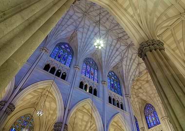 Cathedral Interior with Stained Glass