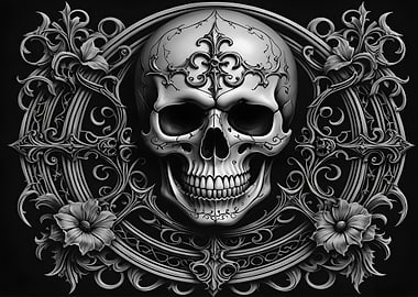 Ornate Skull with Floral Design