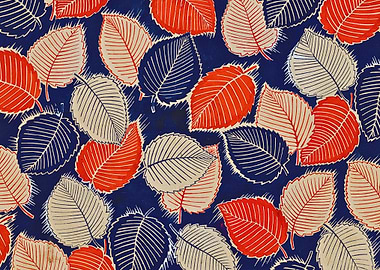 Blue, Red, and White Leaf Pattern