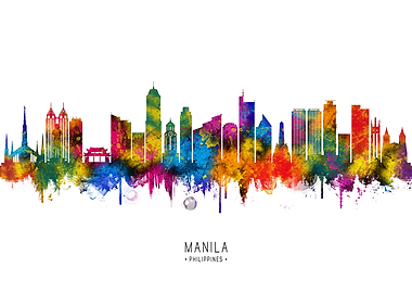 Manila Skyline Watercolor