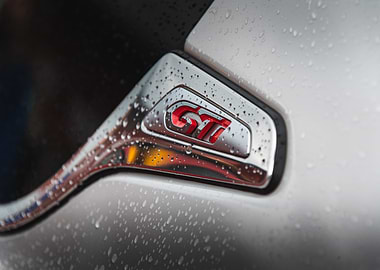 Red GTI Emblem on Car 208 GTI