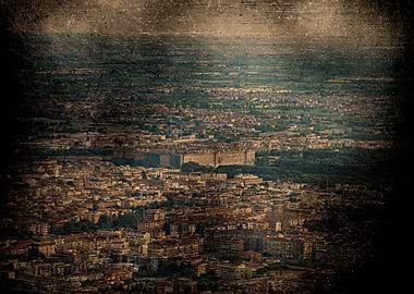 Aerial Cityscape of Caserta with Grunge Texture