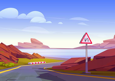 Road Bend Warning Sign