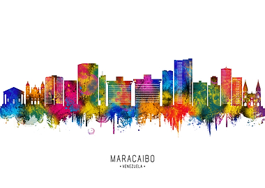 Maracaibo Skyline Watercolor
