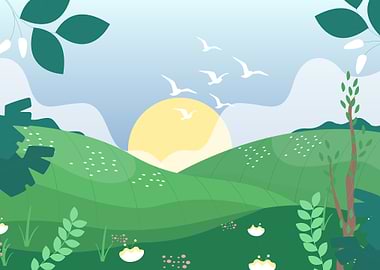 Sunrise Over Rolling Hills