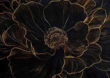 Golden Flower Abstract