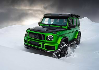 Green Mercedes G-Wagon in Snow