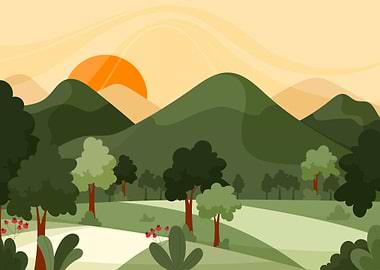 Sunset Mountain Landscape