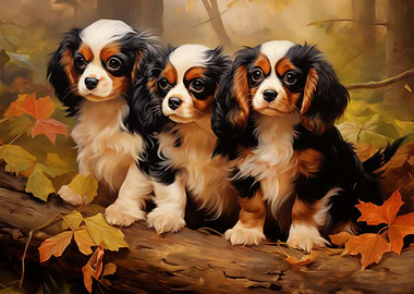 Three Cavalier King Charles Spaniels