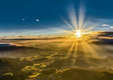 Golden Sunset Over Hills