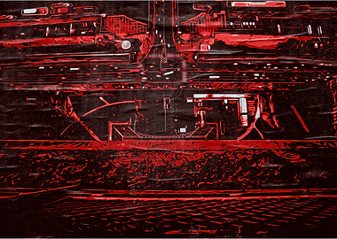 Red Pixelated Eiffel Tower