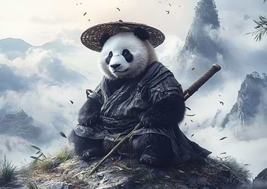 Panda Warrior In Mountains