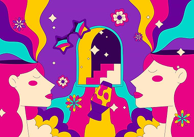 Psychedelic Women and Mirror