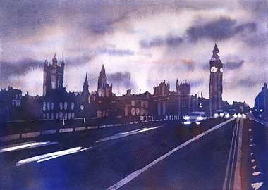 London Skyline Watercolor