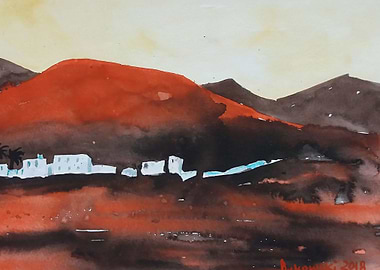 Watercolor Desert Landscape