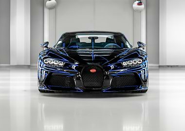 Black Bugatti with Blue Stripes