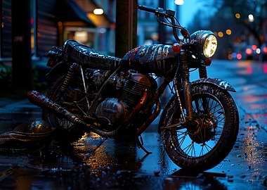 Motorcycle in the Rain