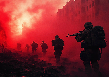 Soldiers in Red Smoke
