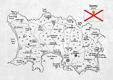 Handdrawn Map of Jersey.
