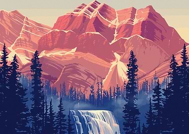 Mountain Waterfall Landscape