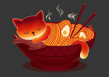 Cat Napping in Ramen