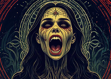 Screaming Woman with Blood