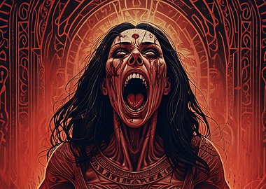 Screaming Woman in Red