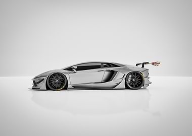 Silver Modified Lamborghini Aventador