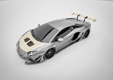 Silver Lamborghini with Gold Accents