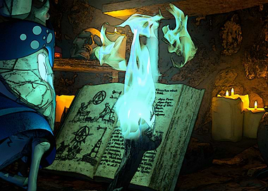 Skeleton Wizard Reading a book