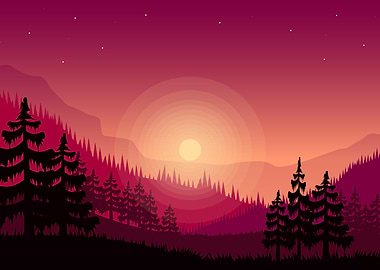 Sunset Mountain Landscape